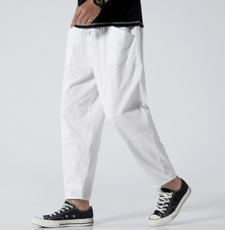 Loose Cotton Linen Cropped Harem Pants Casual - Image 8