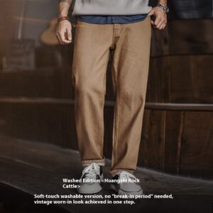 Workwear American Retro Khaki Jeans Maillard Straight Casual