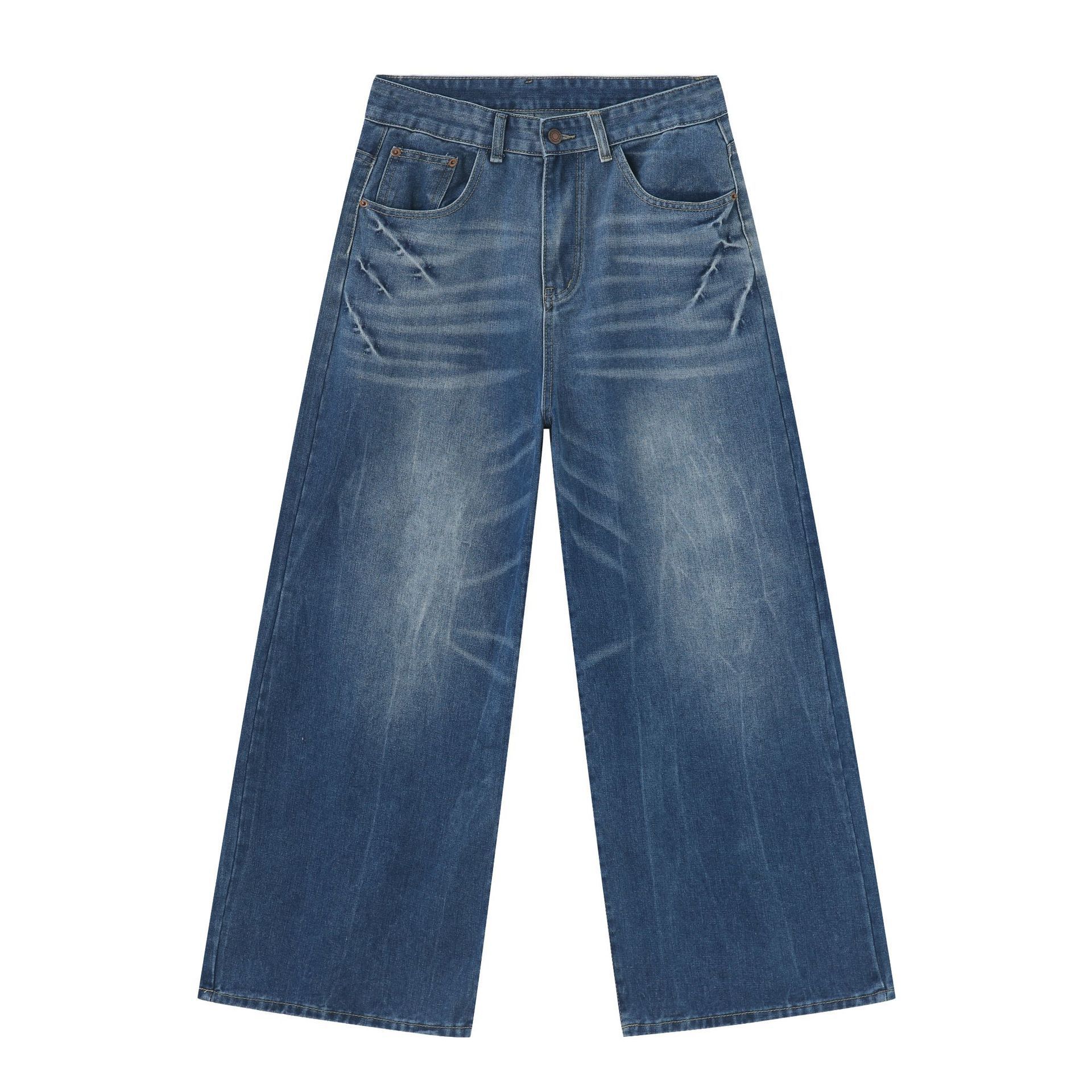 Retro Washed Jeans Loose Straight Wide Leg Pants - Image 7