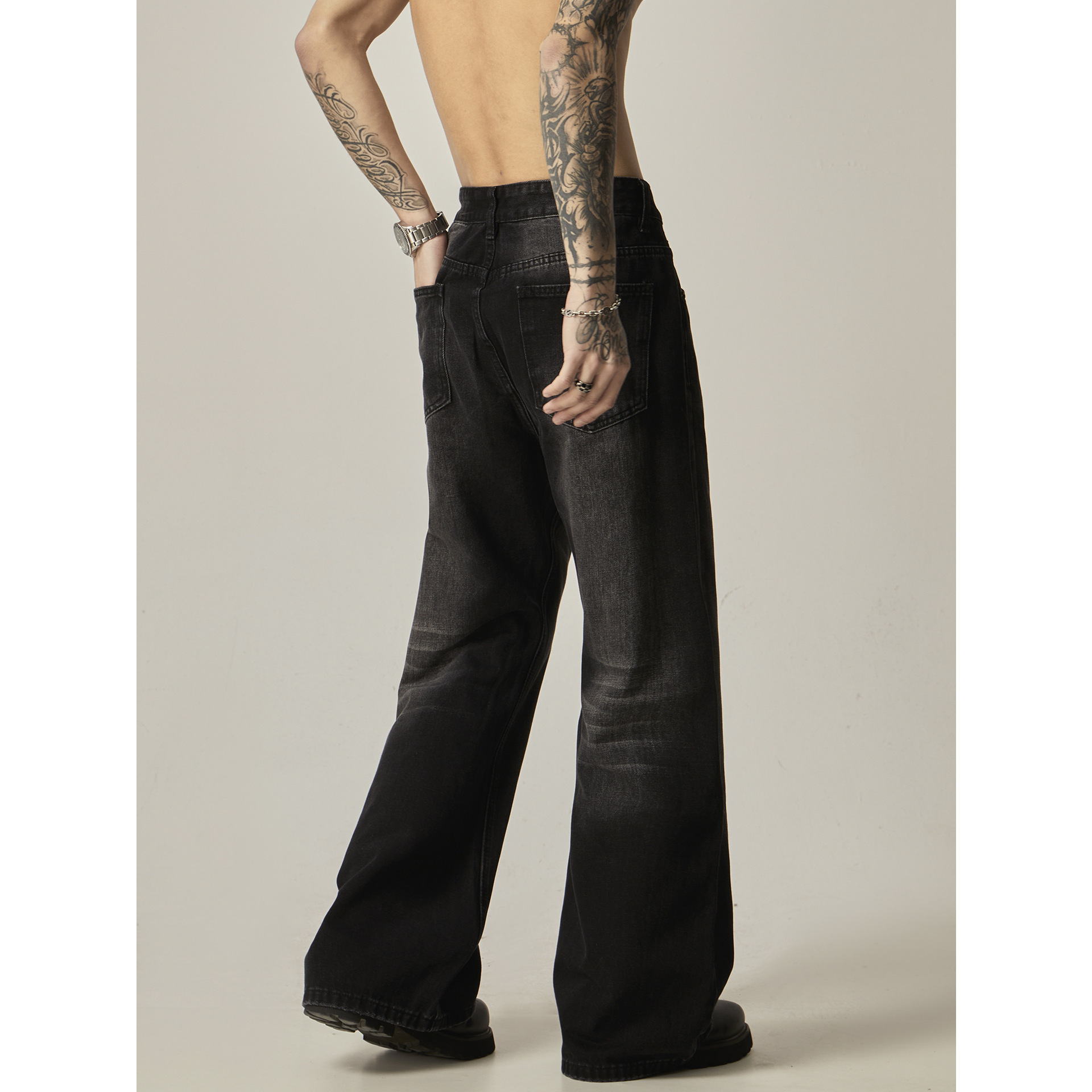 American Retro Black Loose Straight Jeans - Image 4