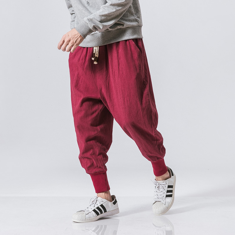 Chinese Style Harem Pants Men Streetwear Casual Joggers Mens Pants Cotton Linen Sweatpants Ankle-length Men Trousers M-5XL - Image 2