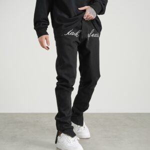 National Trendy Street Retro Embroidery Slit Jeans