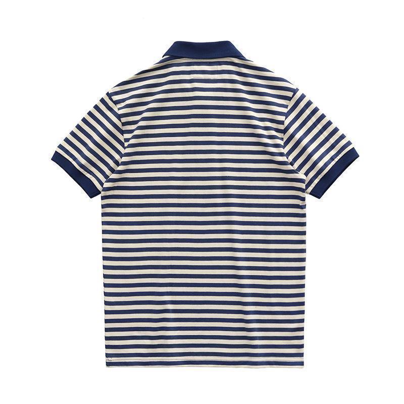 Summer Loose Lapels Men's Retro Casual Striped Short Sleeve - Image 4