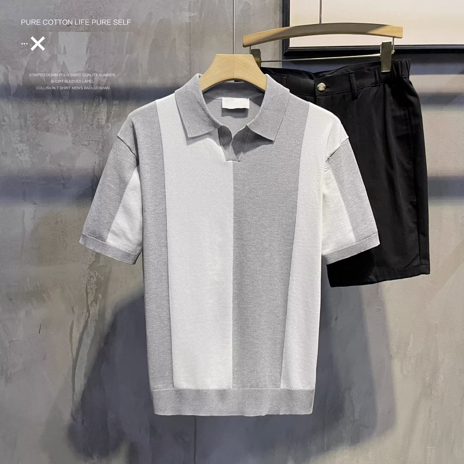 Design Light Luxury Contrast Color Knitted Striped Short Sleeve - Image 6