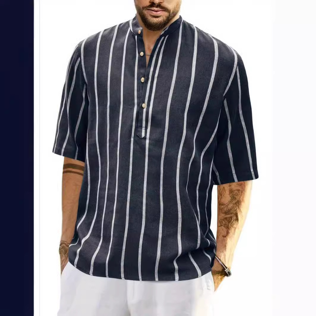 Summer Men's Clothing Short Sleeve Shirt - Image 4