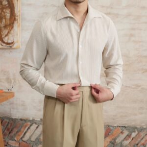 Striped Long Sleeved Shirt Slim Fit Shirt For Men