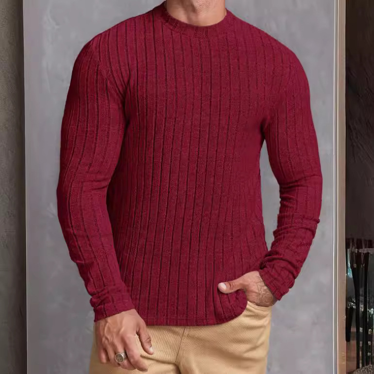 Casual Solid Color Round Neck Pullover Long-sleeved T-shirt - Image 3