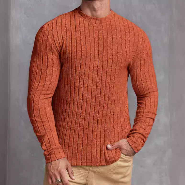 Casual Solid Color Round Neck Pullover Long-sleeved T-shirt - Image 4