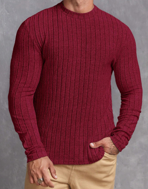 Casual Solid Color Round Neck Pullover Long-sleeved T-shirt - Image 8