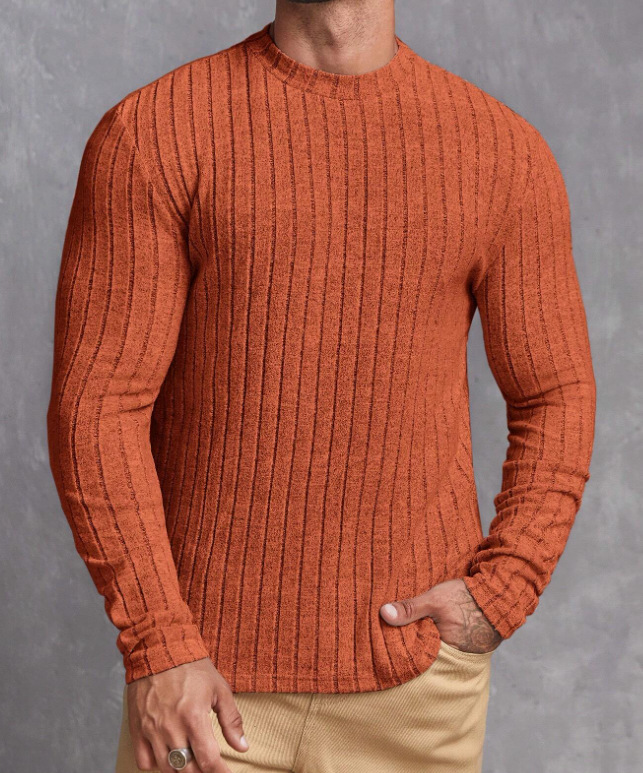 Casual Solid Color Round Neck Pullover Long-sleeved T-shirt - Image 9