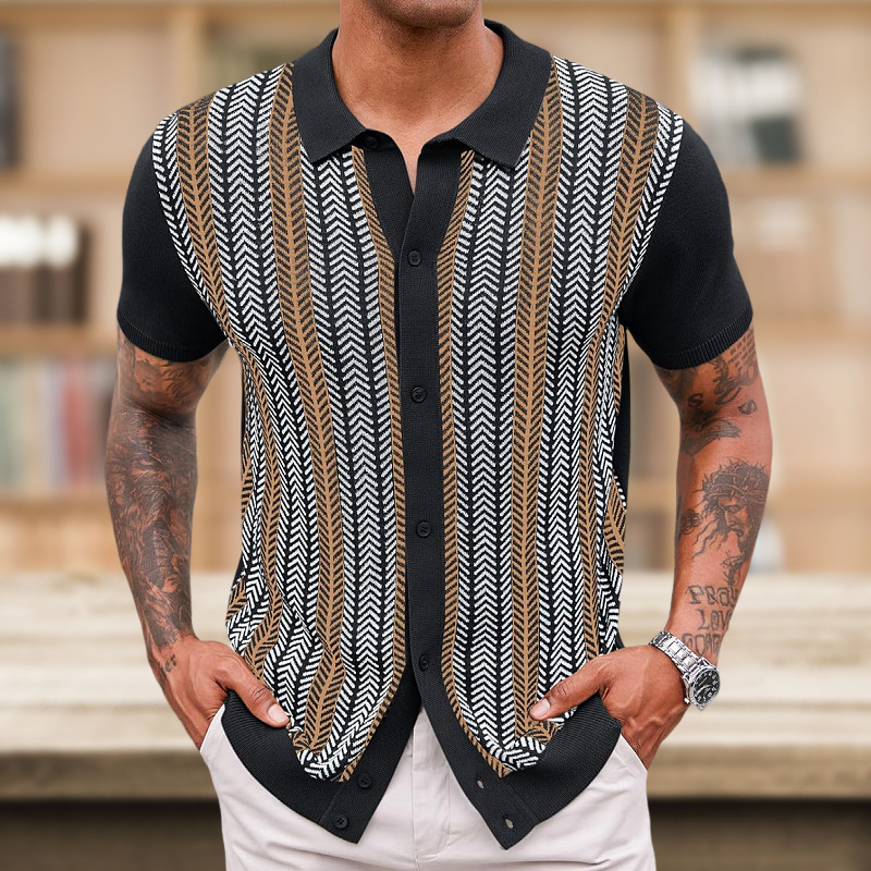 Men's Casual Striped Jacquard Sweater - Image 3
