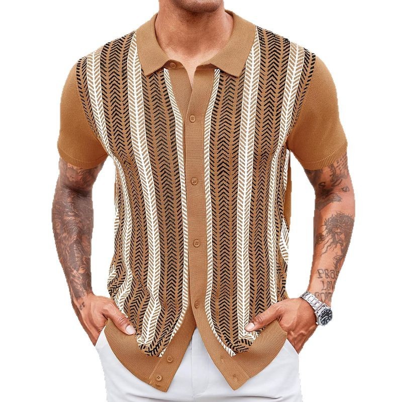 Men's Casual Striped Jacquard Sweater - Image 5