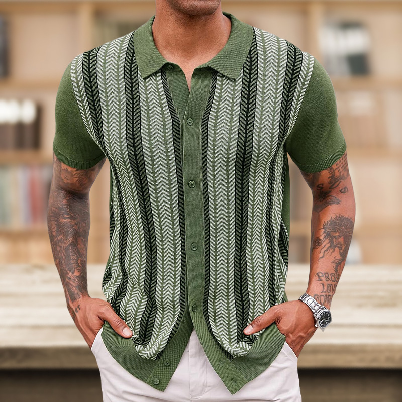 Men's Casual Striped Jacquard Sweater - Image 6