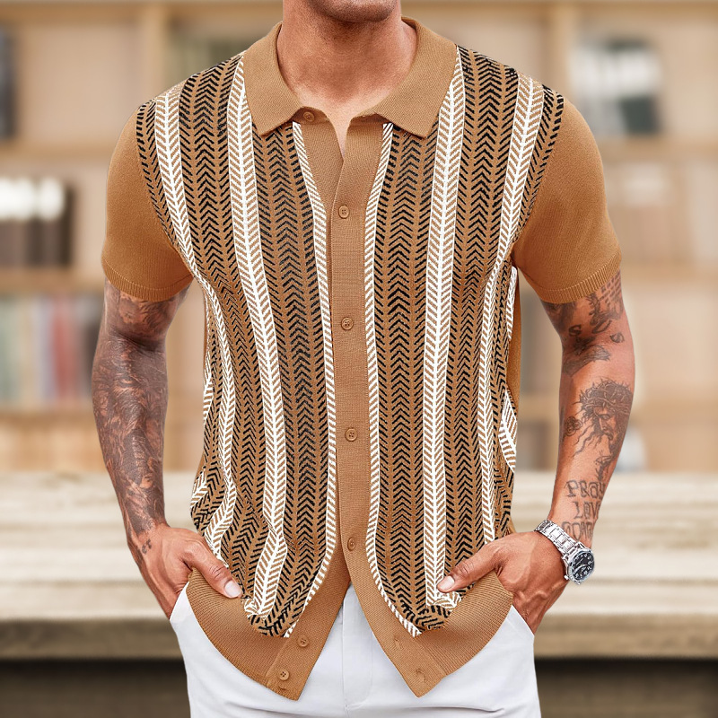 Men's Casual Striped Jacquard Sweater - Image 8