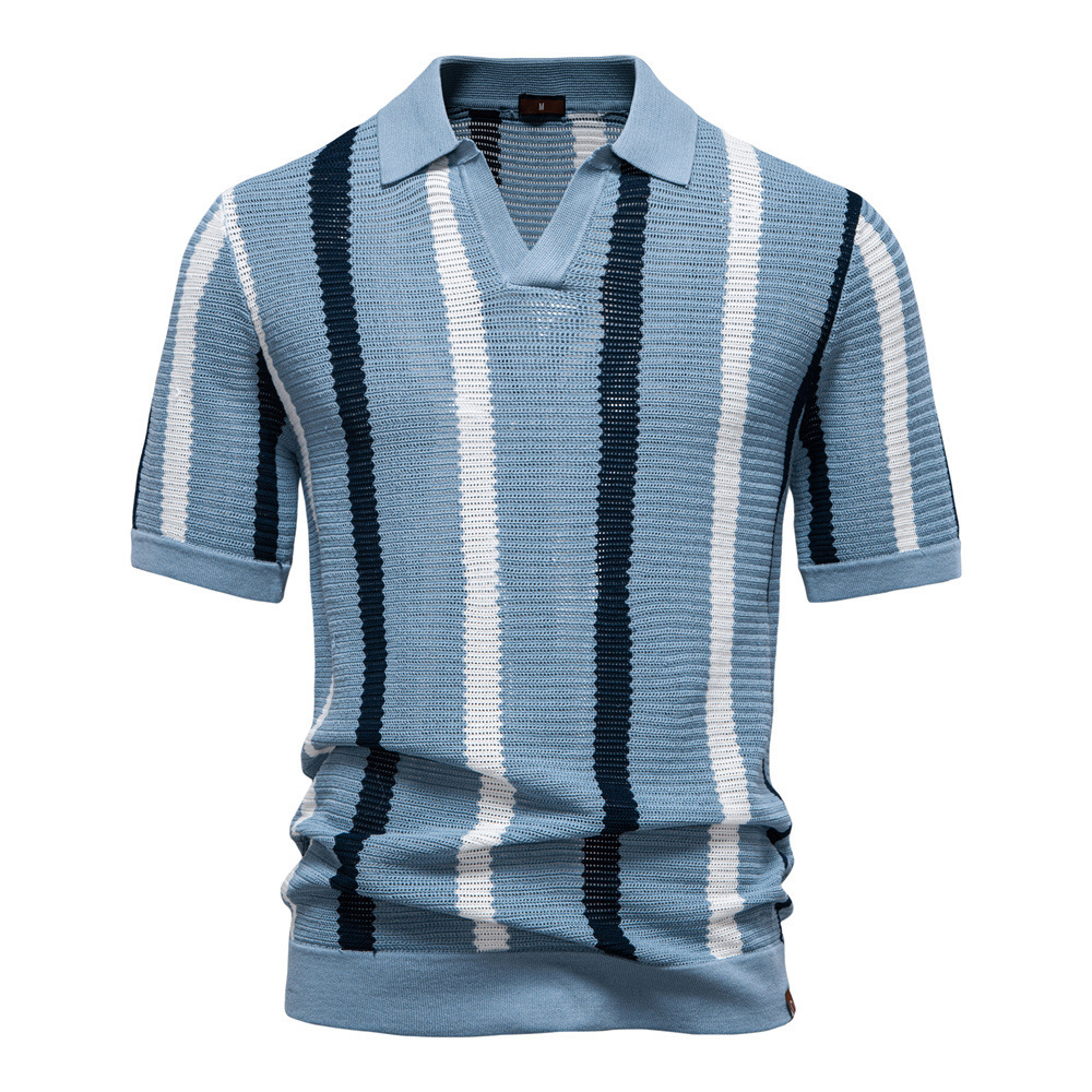 Breathable Hollow Men's Short-sleeved Polo Shirt Sweater - Image 8