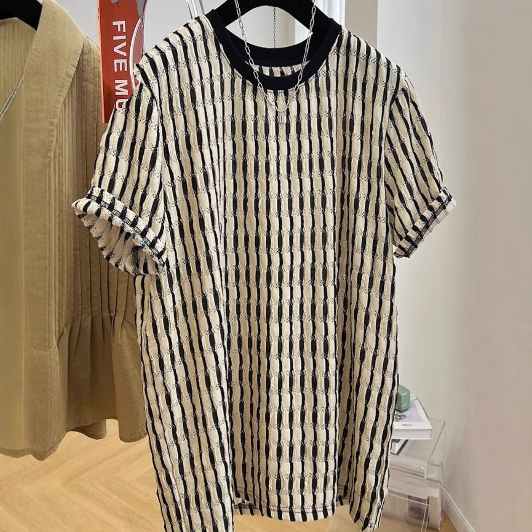 Men's Casual Loose Textile Short Sleeve Stripes - Image 3
