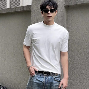 Summer Shoulder Half Turtleneck Cuff Short Sleeve