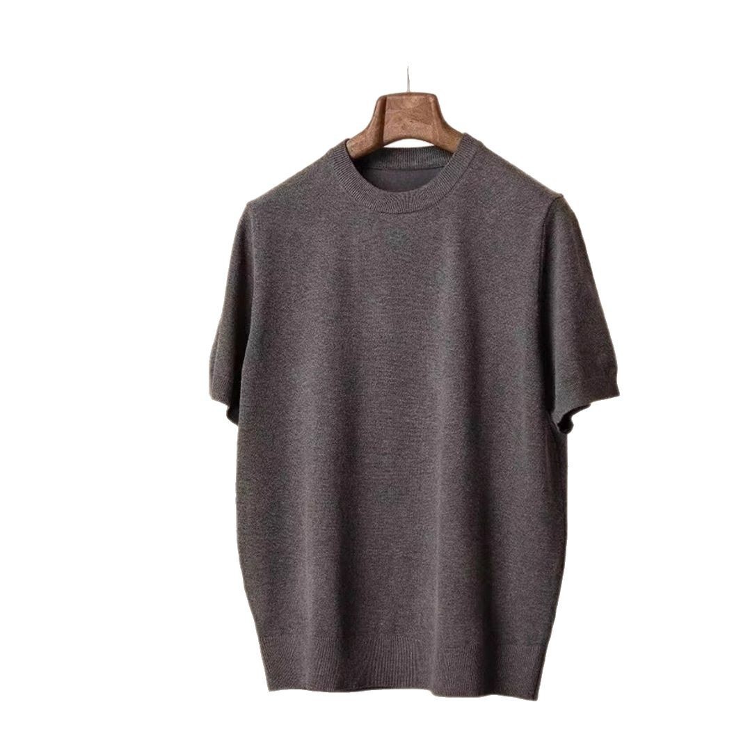 Round Neck Short Sleeve Knitted T-shirt - Image 5