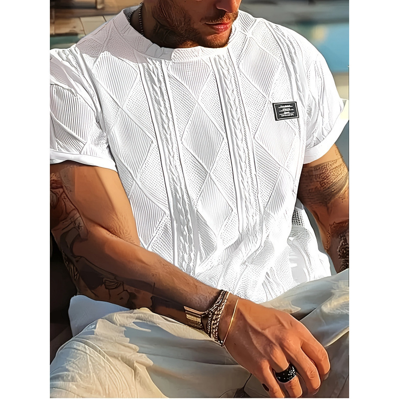 Geometric Embroidery Casual Short Sleeve - Image 3