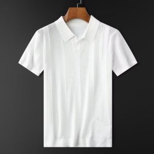 Slim Hollow Knitted Business Casual Men's Lapel T-shirt