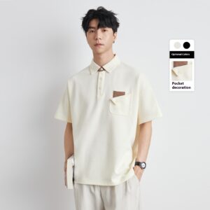 New All-matching T-shirt Men's Elbow-sleeved Top Polo Shirt Top