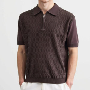 Men's Twist Texture Simple Polo Shirt Slim Lapel T-shirt