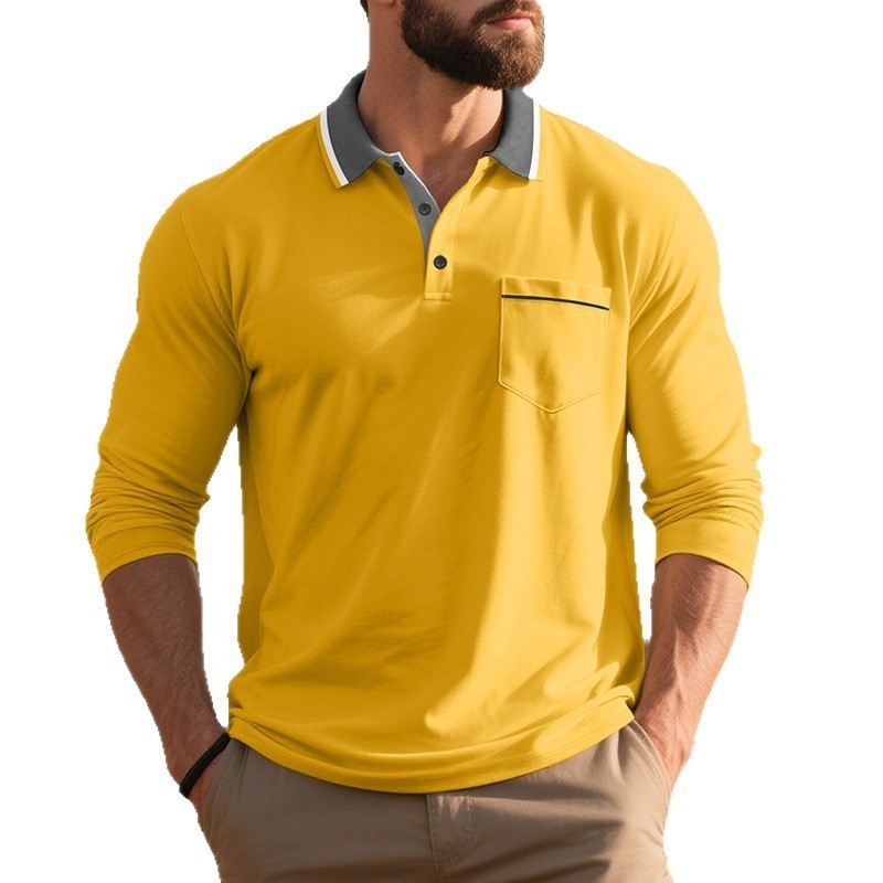 Spring And Autumn American Long-sleeved Men's Polo Shirt - Image 4