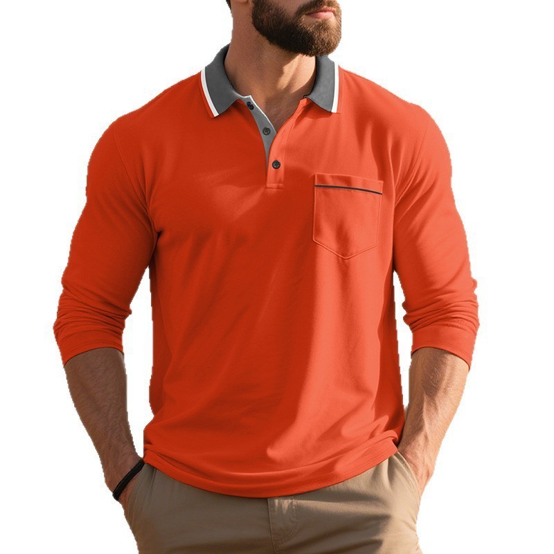 Spring And Autumn American Long-sleeved Men's Polo Shirt - Image 6