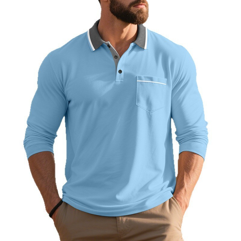Spring And Autumn American Long-sleeved Men's Polo Shirt - Image 7