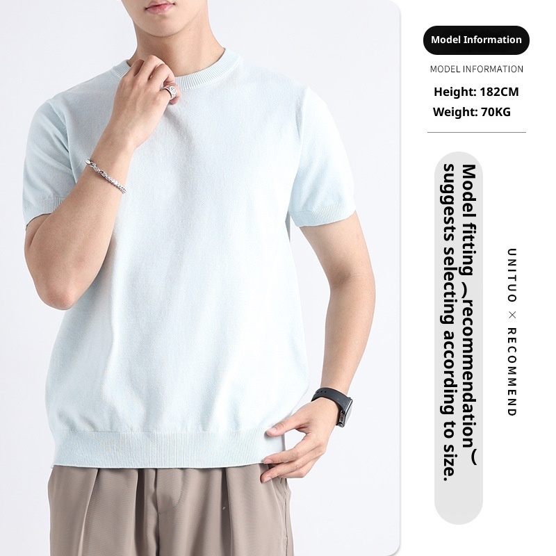 High-end T-shirt Short-sleeved Sweater Light Luxury High-end Sense - Image 9