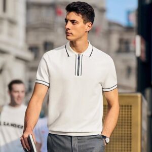 Casual Fashion Zipper Polo Rugby Team Men Trendy Tops