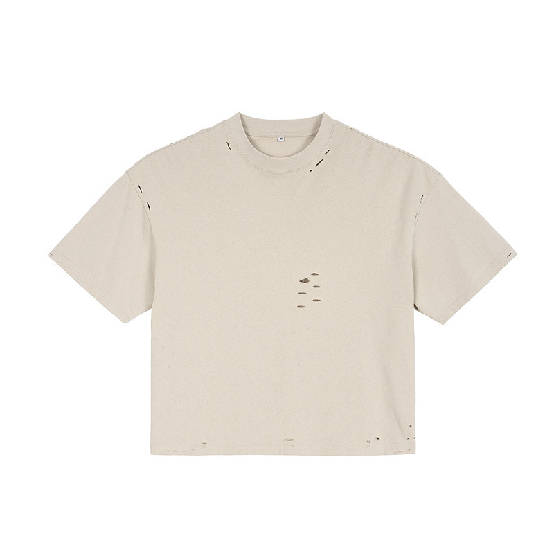 Men's Retro Worn Pure Color Cotton Short Sleeve - Image 5