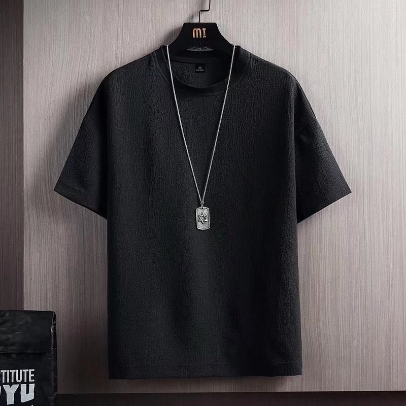 Summer New Men's Japanese Short Sleeve Round Neck Loose And Simple - Image 2