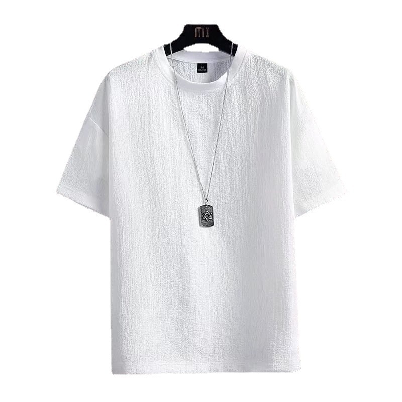 Summer New Men's Japanese Short Sleeve Round Neck Loose And Simple - Image 5