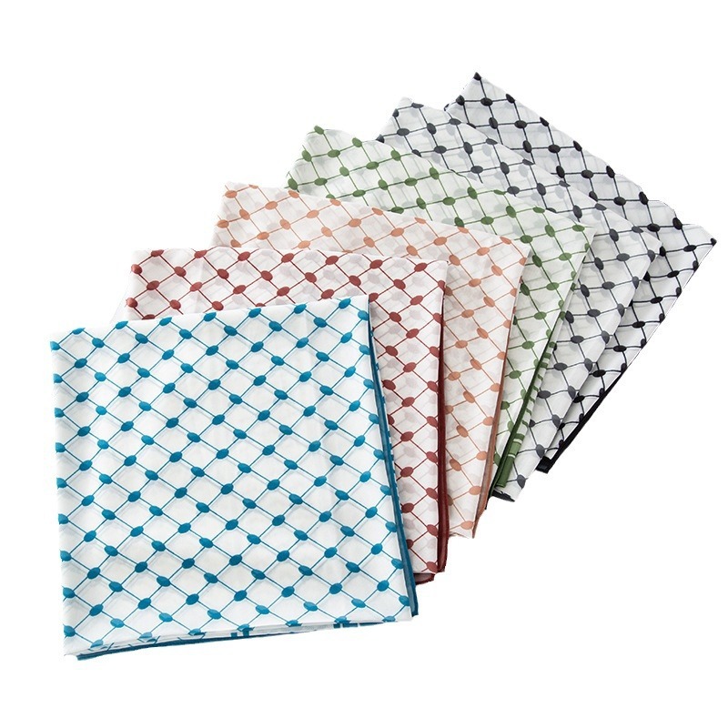 New Chiffon Printed Plaid Square Scarf - Image 5