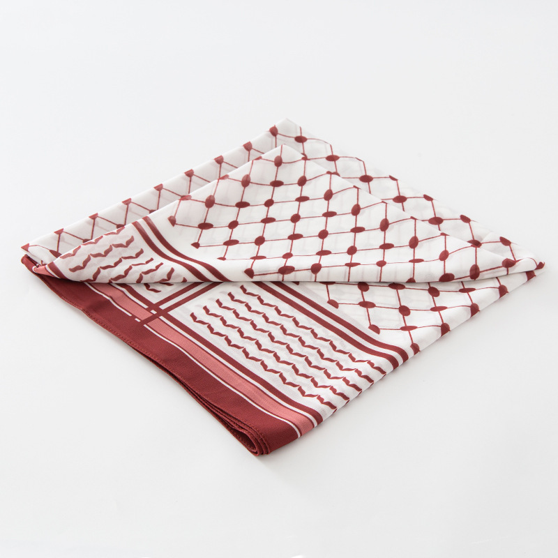 New Chiffon Printed Plaid Square Scarf - Image 6