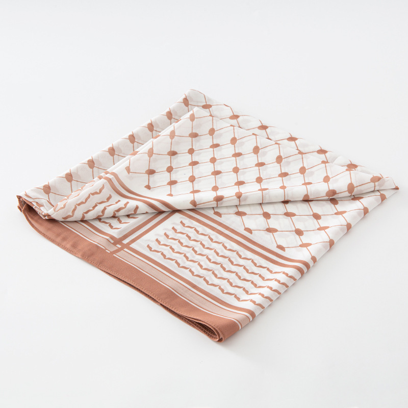 New Chiffon Printed Plaid Square Scarf - Image 8