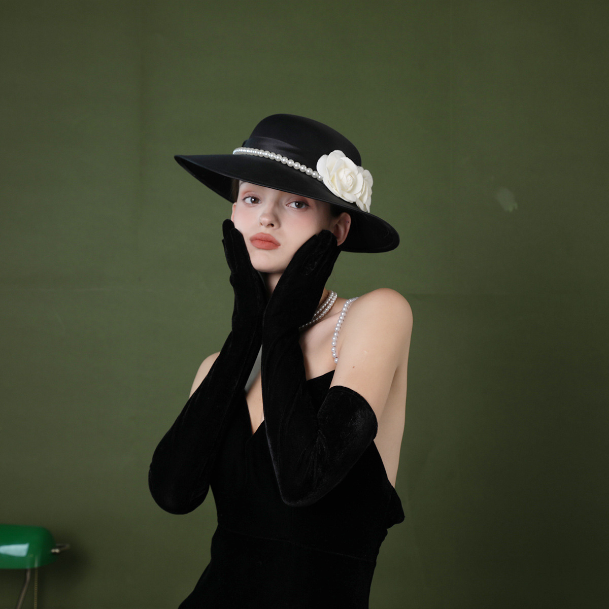 Gold Velvet Bridal Gloves - Image 2