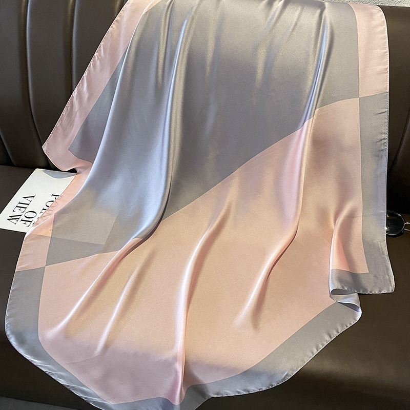 Thin Artificial Silk Patchwork Assorted Colors Silk Scarf - Image 4