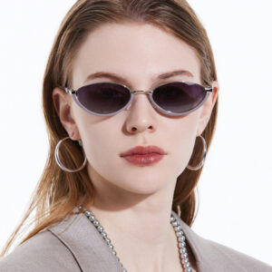 Small Frame Metal Sunglasses Sun Protection Plain Sun Glasses