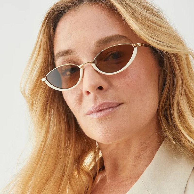 Small Frame Metal Sunglasses Sun Protection Plain Sun Glasses - Image 3