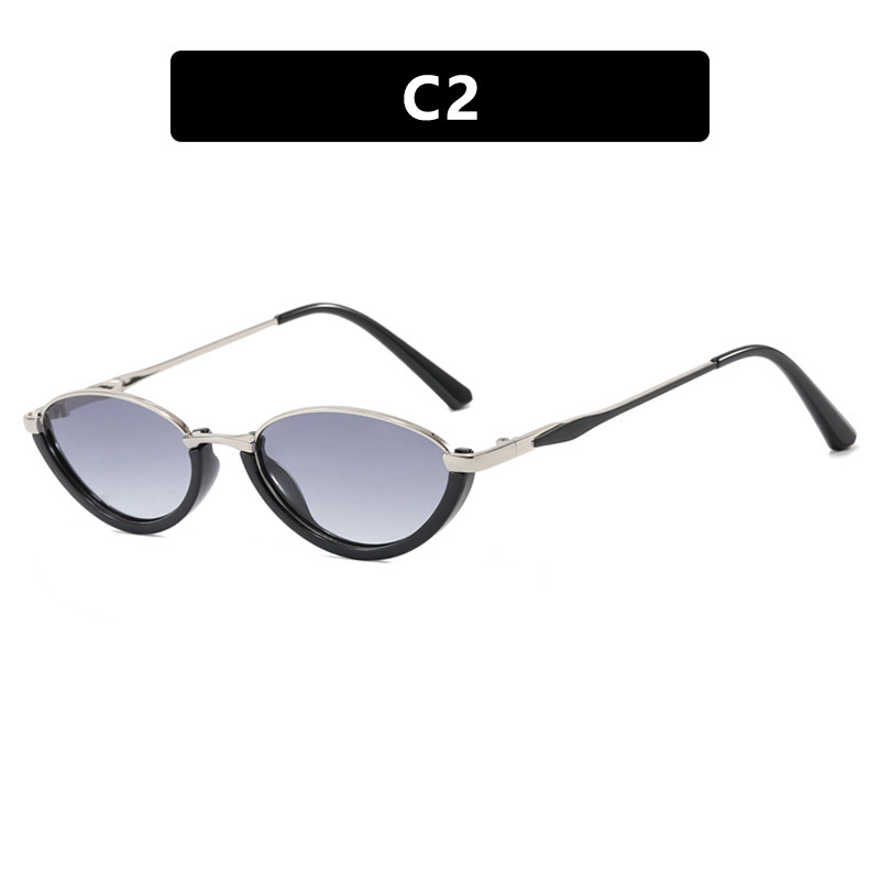 Small Frame Metal Sunglasses Sun Protection Plain Sun Glasses - Image 5