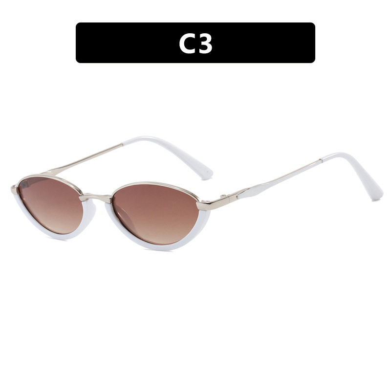 Small Frame Metal Sunglasses Sun Protection Plain Sun Glasses - Image 6
