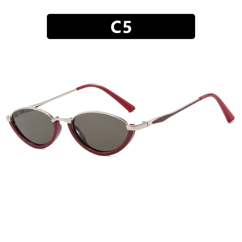 Small Frame Metal Sunglasses Sun Protection Plain Sun Glasses - Image 8