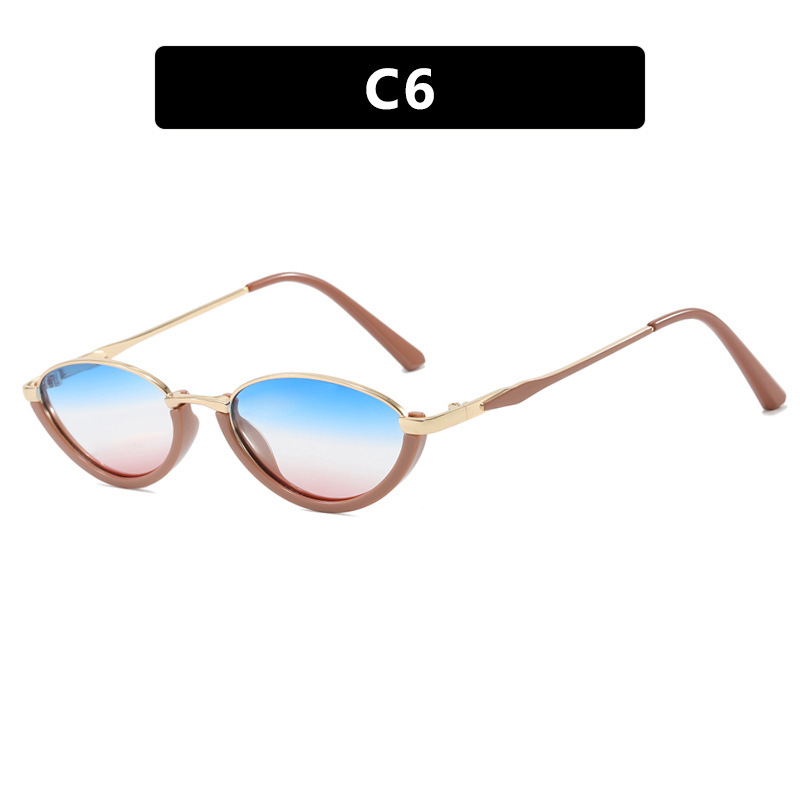 Small Frame Metal Sunglasses Sun Protection Plain Sun Glasses - Image 9