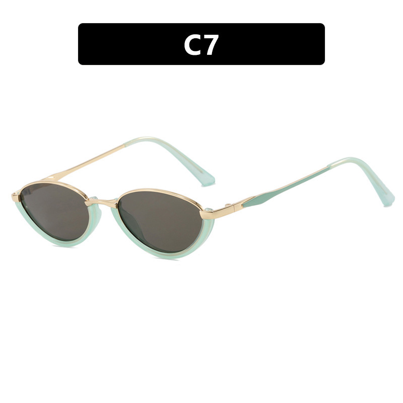 Small Frame Metal Sunglasses Sun Protection Plain Sun Glasses - Image 10