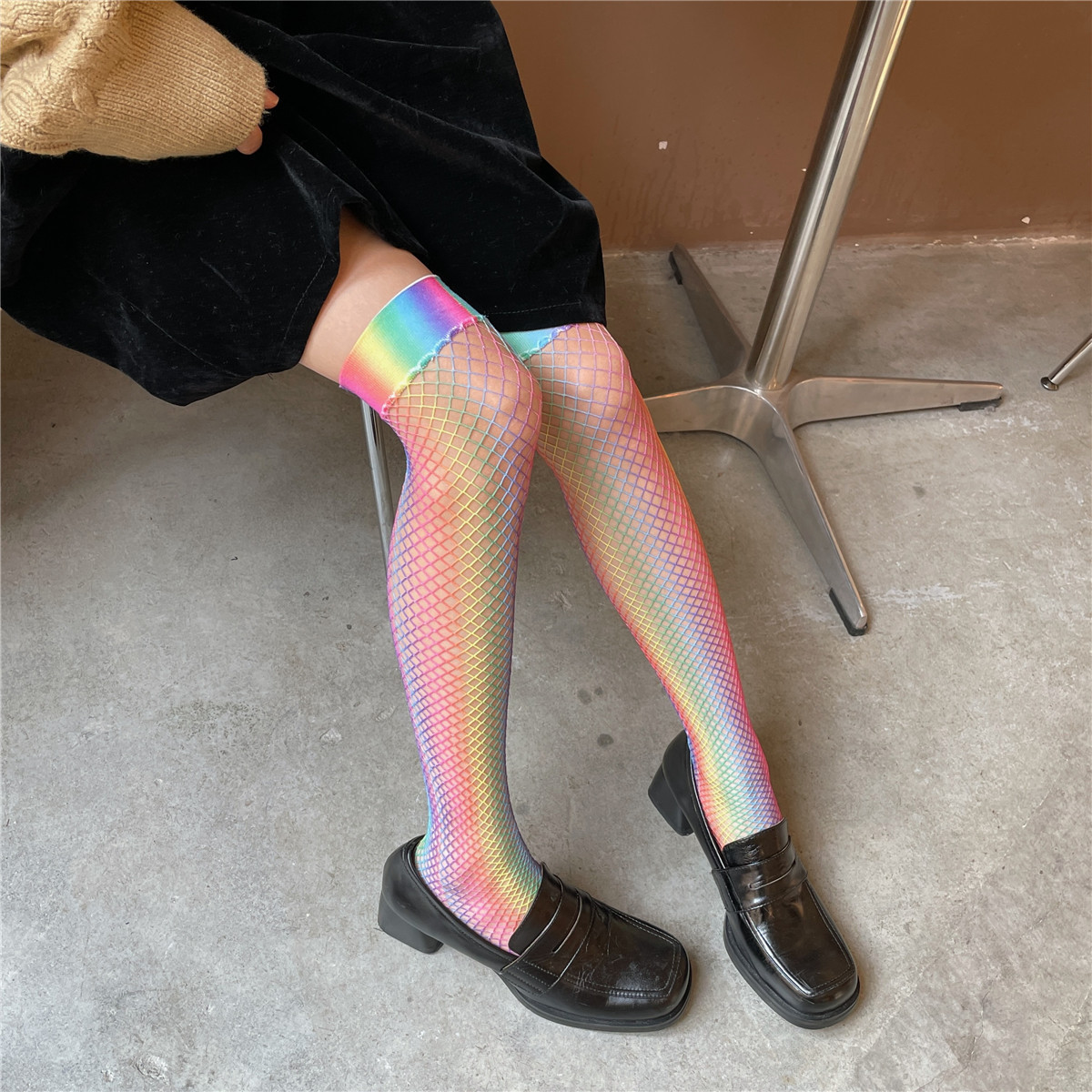 Thigh Mesh Stockings Color Women's Socks
