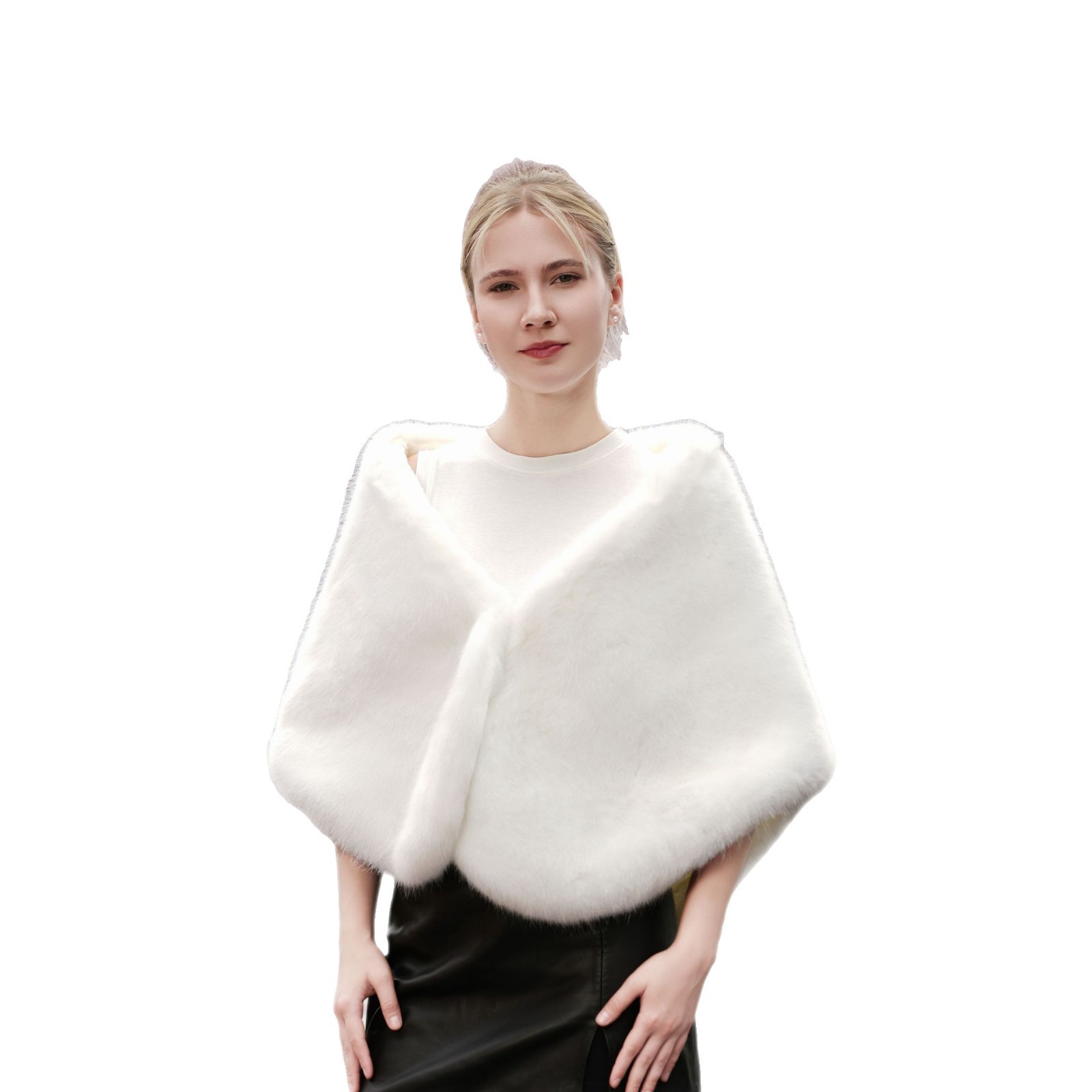 Warm White Waistcoat Elegant Host Formal Dress Warm Outerwear - Image 5