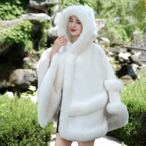 Warm Outer Wear Solid Color Fur Shawl Cold-proof