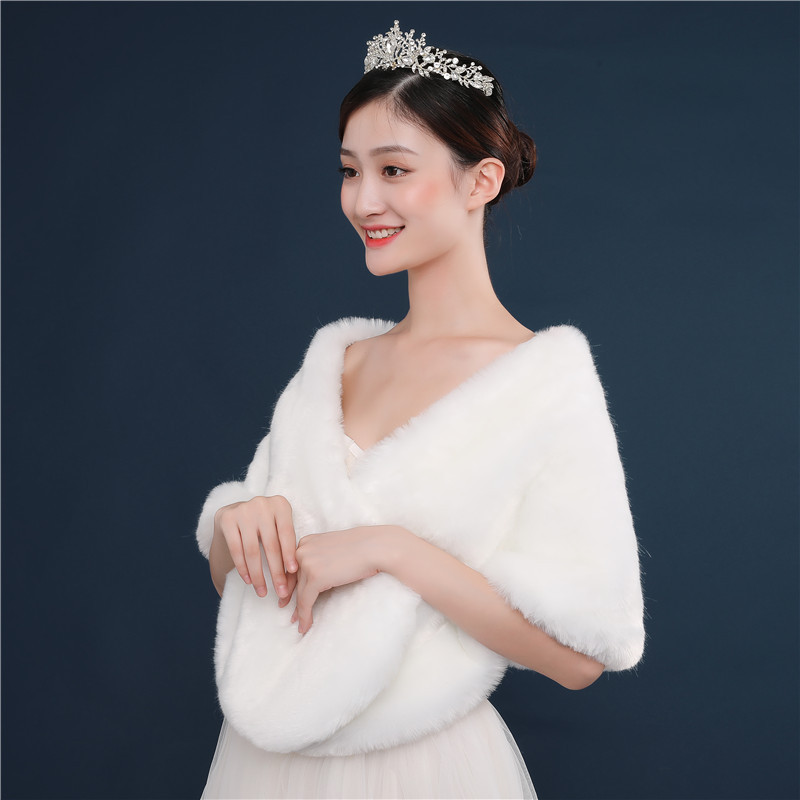 Warm Imitation Fur Thick White Fur Shawl Autumn And Winter New - Image 2